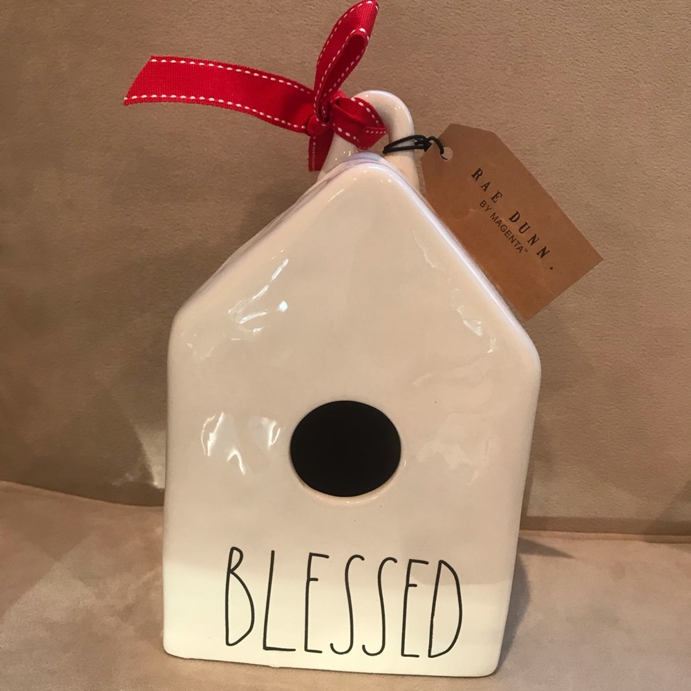 Rae Dunn blesses birdhouse
